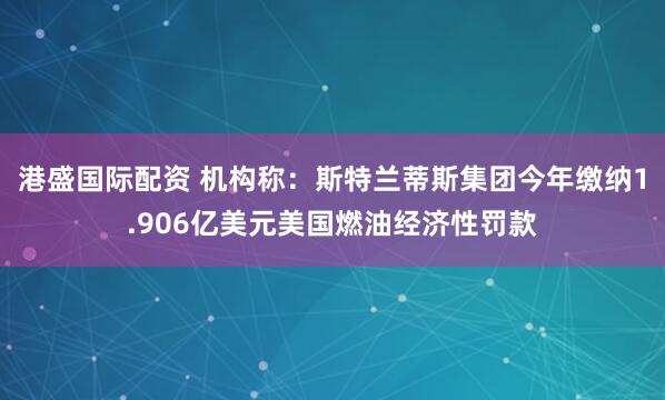 港盛国际配资 机构称：斯特兰蒂斯集团今年缴纳1.906亿美元美国燃油经济性罚款