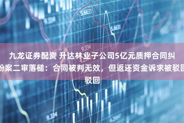 九龙证券配资 升达林业子公司5亿元质押合同纠纷案二审落槌：合同被判无效，但返还资金诉求被驳回