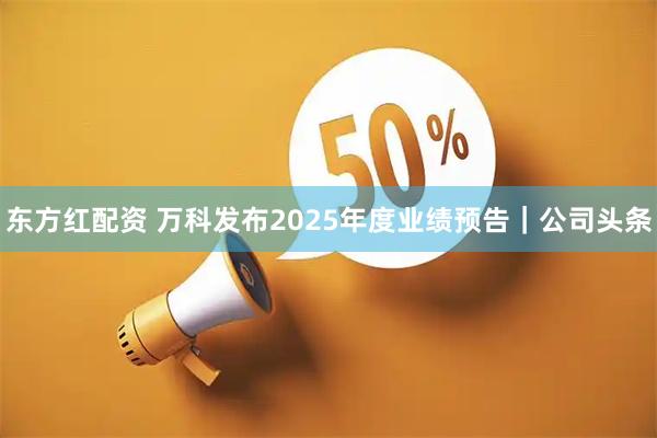 东方红配资 万科发布2025年度业绩预告｜公司头条